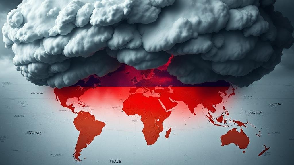 A visual metaphor of a raging political storm over a world map, symbolizing the global diplomatic fallout from the leak.