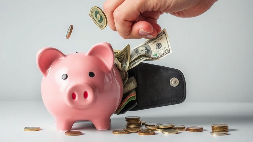 A piggy bank or a personal wallet being physically squeezed by a large hand, with coins and banknotes falling out, symbolizing the squeeze on personal finances and savings.