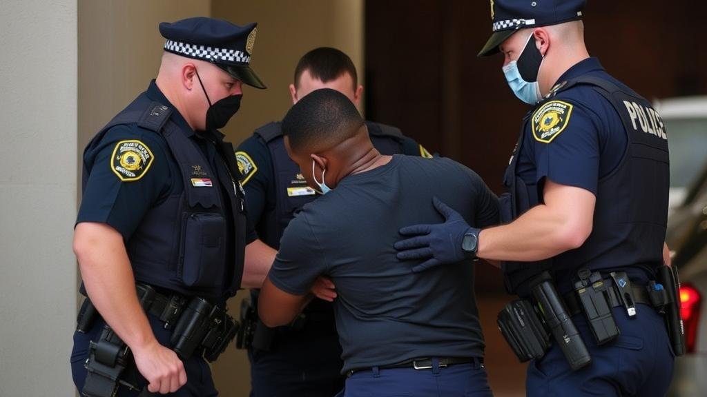 A major incident in a downtown city center, with a heavy police presence and streets locked down.