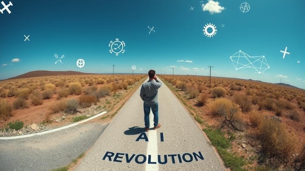 A visually striking image of a powerful NVIDIA GPU at the center of a neural network, with lines of light connecting to various AI applications like self-driving cars, robots, and data centers.