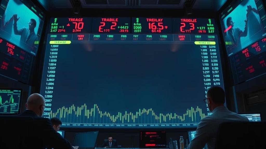 Conceptual image of a ripple effect spreading from the CME across a world map, turning stable financial charts volatile.