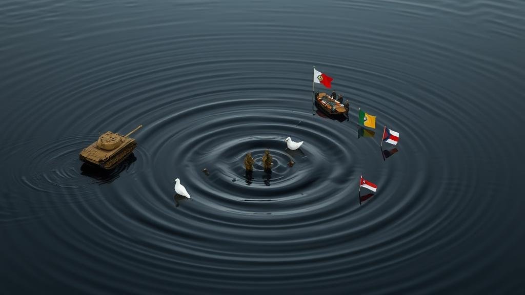 An allegorical image of a large, ornate gate with a crack running through it, symbolizing a corruption scandal creating a fissure in the government's integrity.