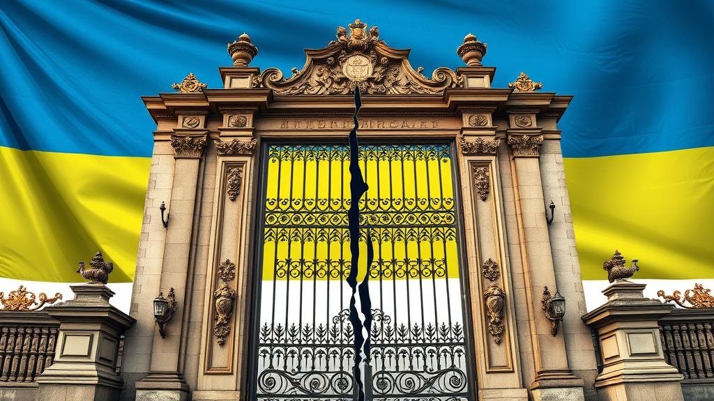 A powerful visual of a shadowy figure standing behind a determined President Zelenskyy, illustrating the role of the 'power behind the throne'.