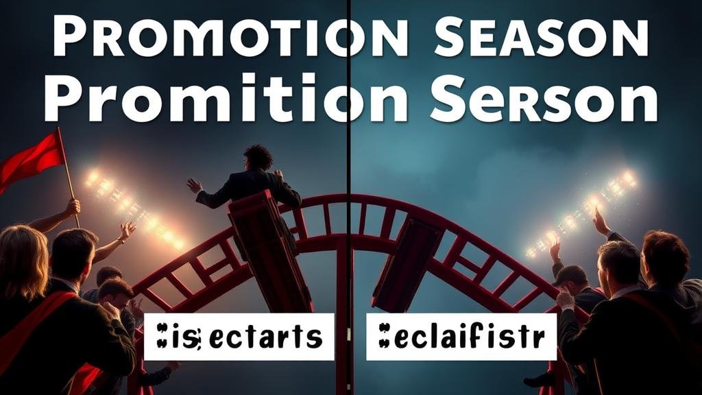 An image capturing the emotional rollercoaster of the promotion season, showing the contrast between success and disappointment.
