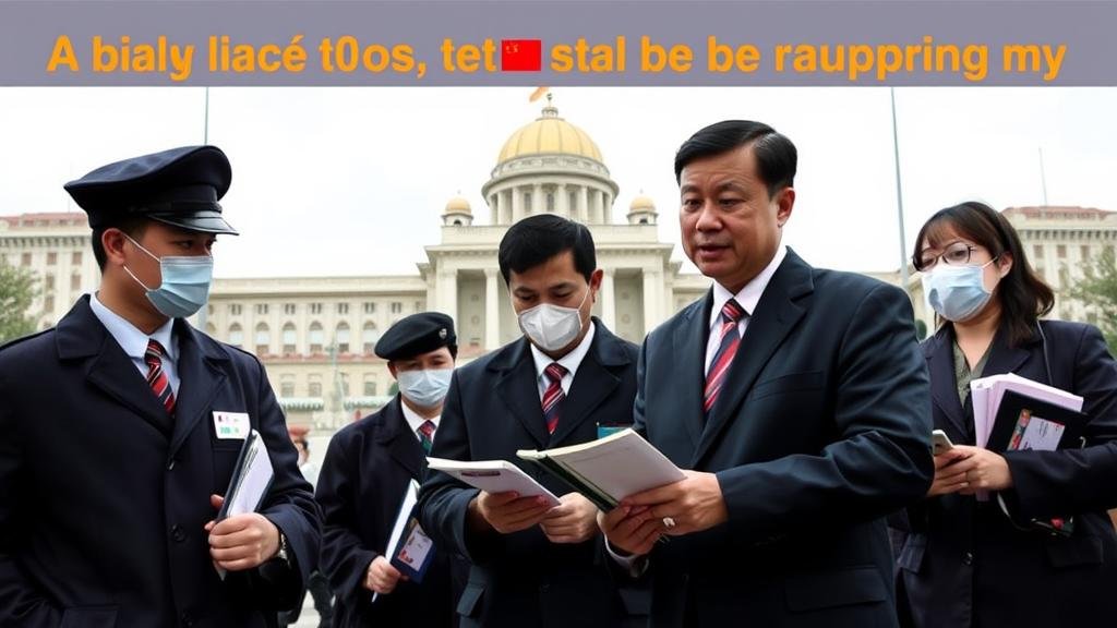 Investigators from a national anti-corruption bureau conducting a high-stakes probe, with government buildings in the background, signifying a landmark moment in the fight against corruption.