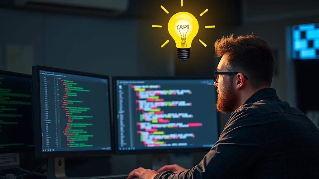 A developer having a 'eureka' moment while looking at clear API documentation powered by JSON Schema.