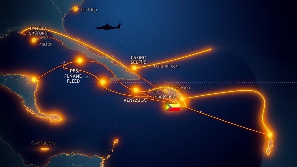 A powerful image of Venezuelan soldiers in formation, looking vigilant and determined, with the Venezuelan flag waving prominently in the background.