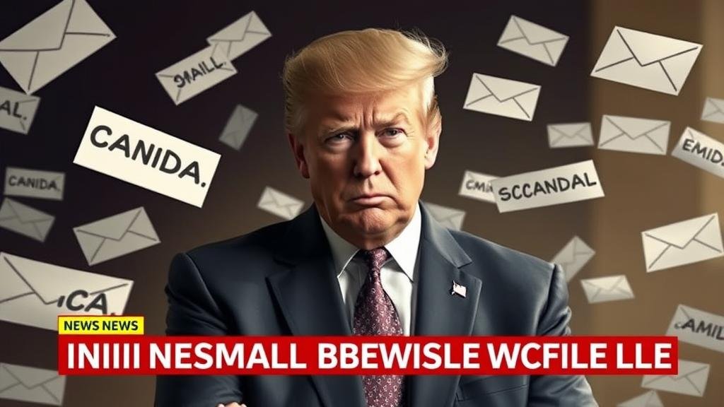 A powerful man in a suit looking stressed, with headlines about 'scandal' and 'emails' swirling around him, representing the initial bombshell of the news.