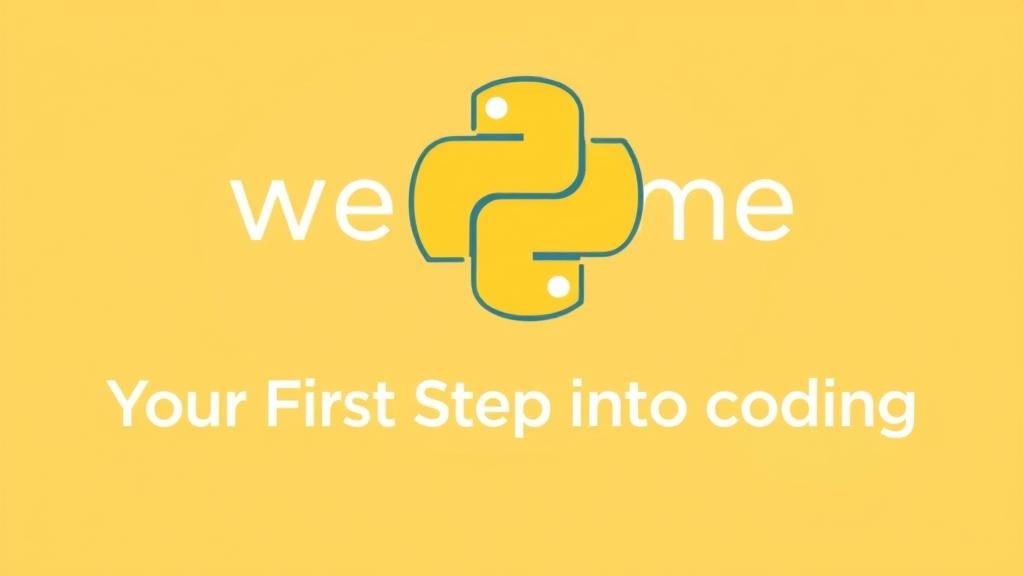 A welcoming image of the Python logo with a tagline like 'Your First Step into Coding,' set against a clean, modern background to appeal to beginners.