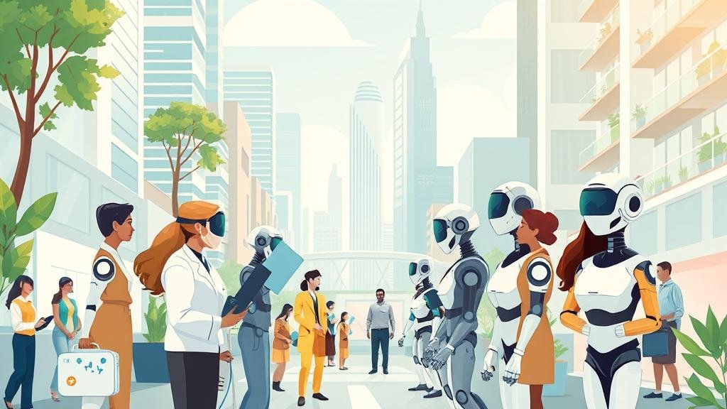 A sleek, futuristic interface with glowing icons representing specific tasks like chess, data analysis, and image recognition, flawlessly executed by a focused Narrow AI.