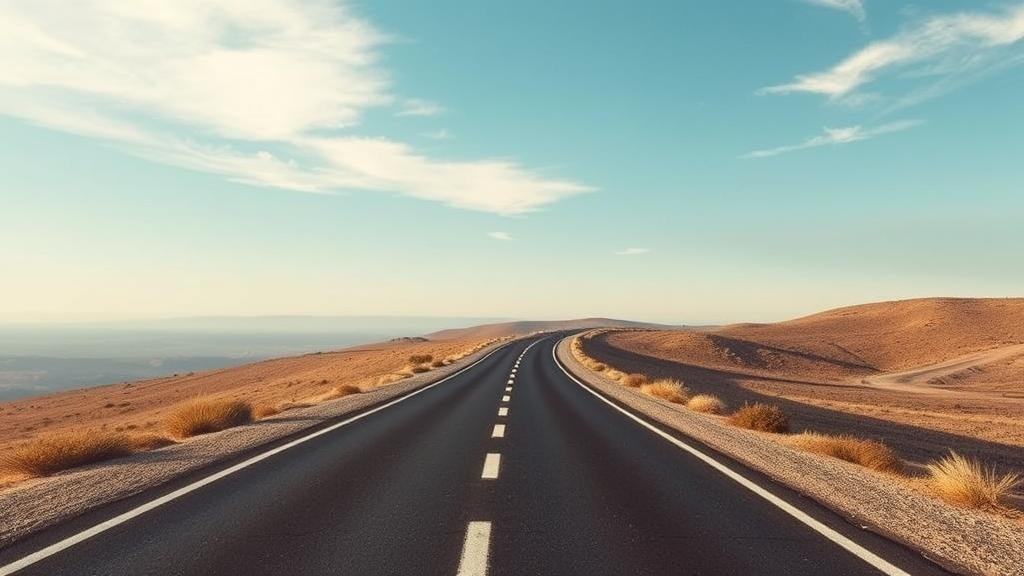 A visual of a long and winding road leading to a distant horizon, symbolizing the challenging journey ahead for a lasting peace treaty, with hurdles like an exchange of occupied territories and war reparations.