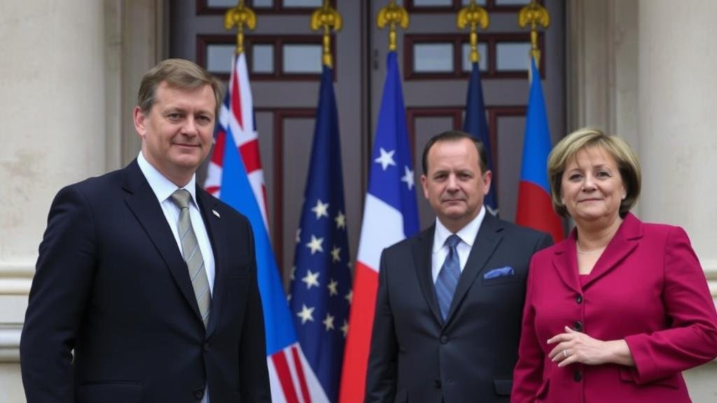 A powerful and unified diplomatic front between Ukraine, the UK, France, and Germany, as they jointly reject a controversial peace proposal.