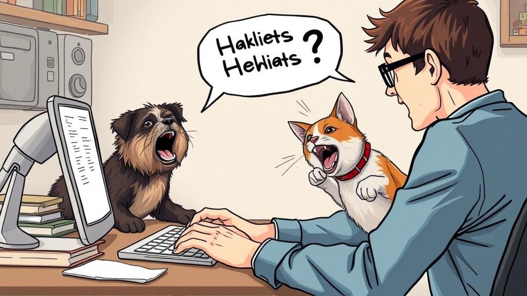 A person hilariously distracted from work by their dog wanting to look out the window.