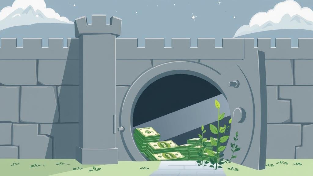 An illustrative and symbolic image of a fortress-like vault with the Pershing Square logo, representing the concept of 'permanent capital'.