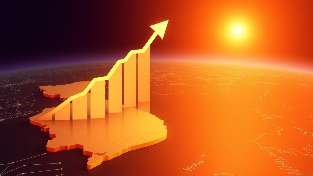A forward-looking image showing a stylized graph of economic growth ascending over a map of Vietnam, conveying a bright and prosperous future for the nation's financial industry.