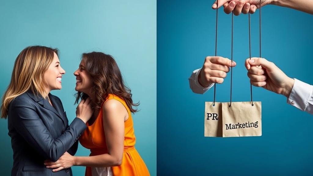 A conceptual image split in two, with one side showing a genuine friendship and the other showing puppet strings labeled 'PR' and 'Marketing' to represent the debate over their bond's authenticity.
