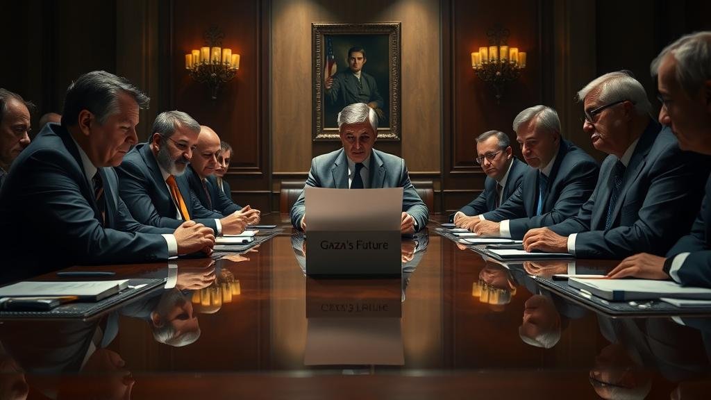 International diplomats in a tense meeting in Geneva scrutinizing the US plan for Gaza's future.