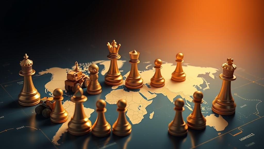 A dramatic boardroom negotiation between two CEOs with a glowing piece of copper ore on the table.