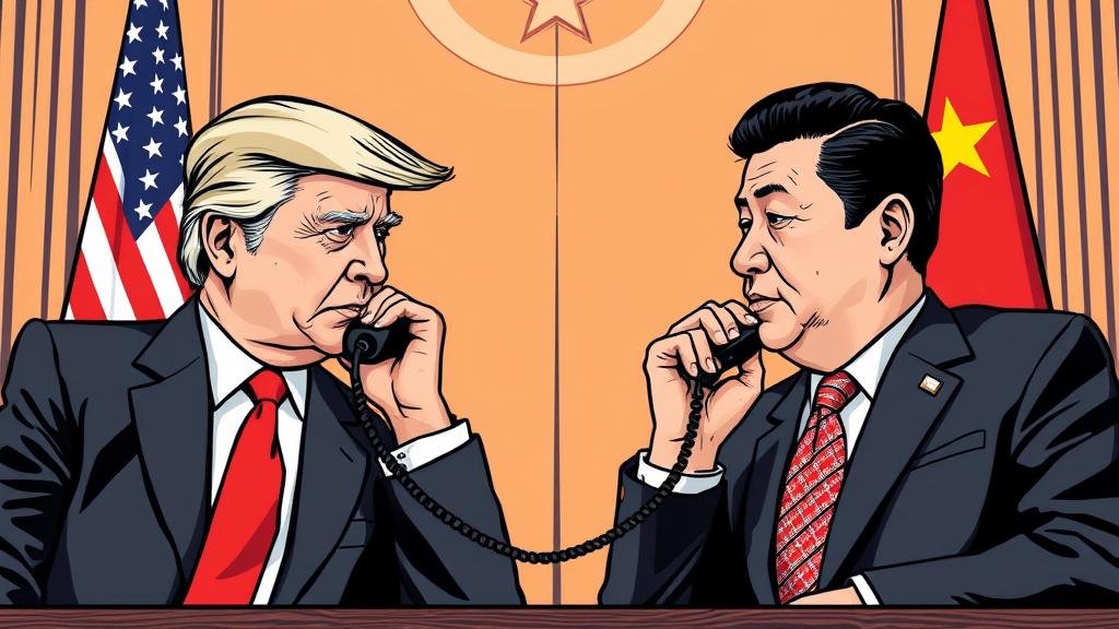 A tense, high-stakes phone call between the U.S. and Chinese presidents, deciding the fate of the global tech landscape. A diplomatic tightrope walk.