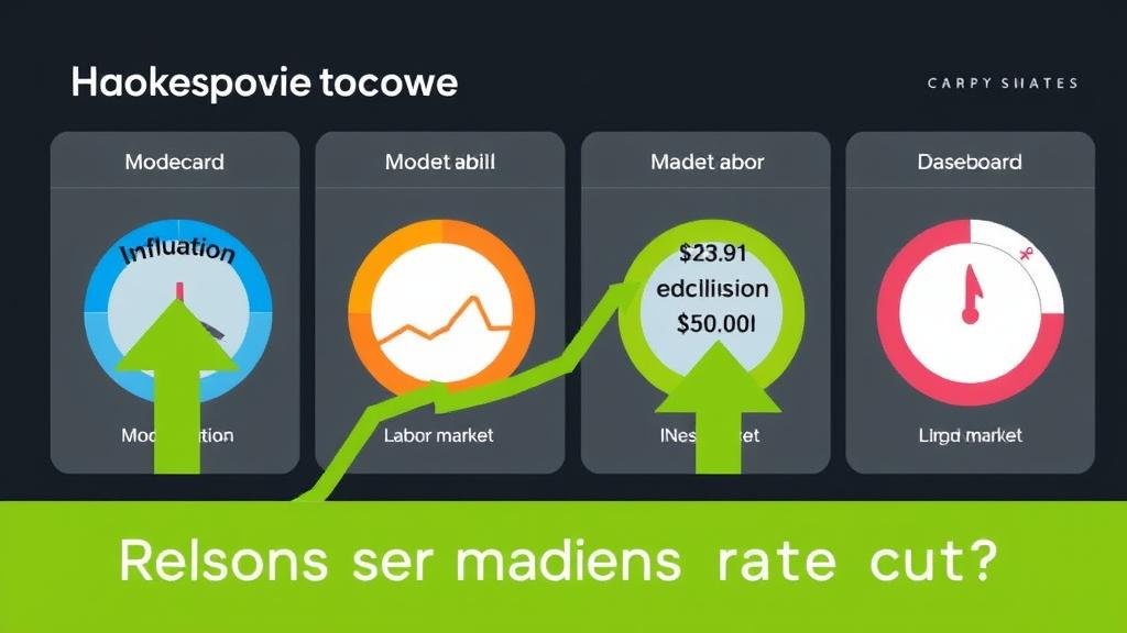 A visual dashboard displaying positive economic indicators like moderating inflation and a stable labor market, with green upward arrows, symbolizing the reasons for optimism about rate cuts.