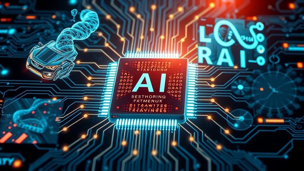 An editorial cartoon-style illustration depicting a high-stakes chess match between a formidable bald eagle and a majestic dragon, played on a chessboard made of semiconductor chips. The eagle is contemplating its next move, pondering whether to share its most powerful queen piece, which glows with a vibrant, electric blue aura, symbolizing advanced AI technology. The atmosphere is tense and filled with strategic anticipation, capturing the essence of the US-China tech rivalry.
