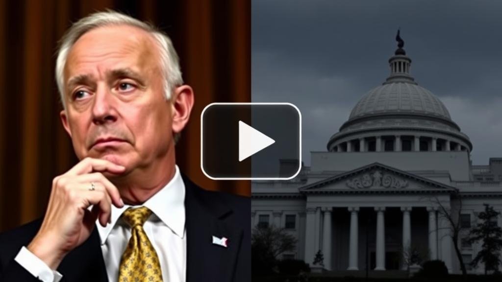 A dramatic split-screen image. On one side, a portrait of a thoughtful Senator Mark Kelly in a suit. On the other, the imposing facade of the Pentagon. In the center, a stylized video play icon glows, symbolizing the controversial video.