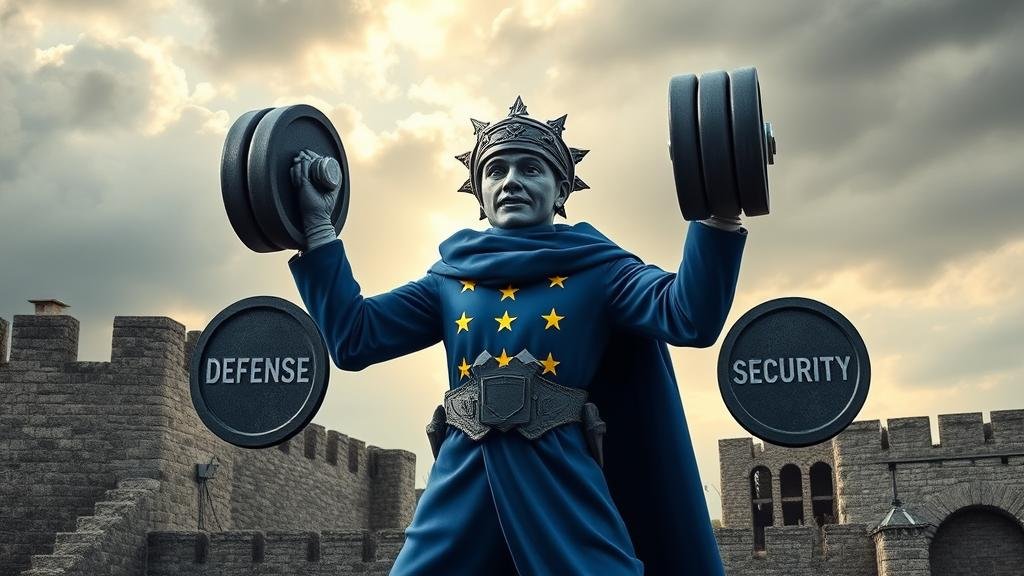 An image representing a split-screen or a divided room. On one side, leaders are anxiously trying to put out a fire, representing the desire for immediate peace. On the other side, leaders are pointing to history books, with images of past conflicts, arguing against the deal. This illustrates the continent's division.