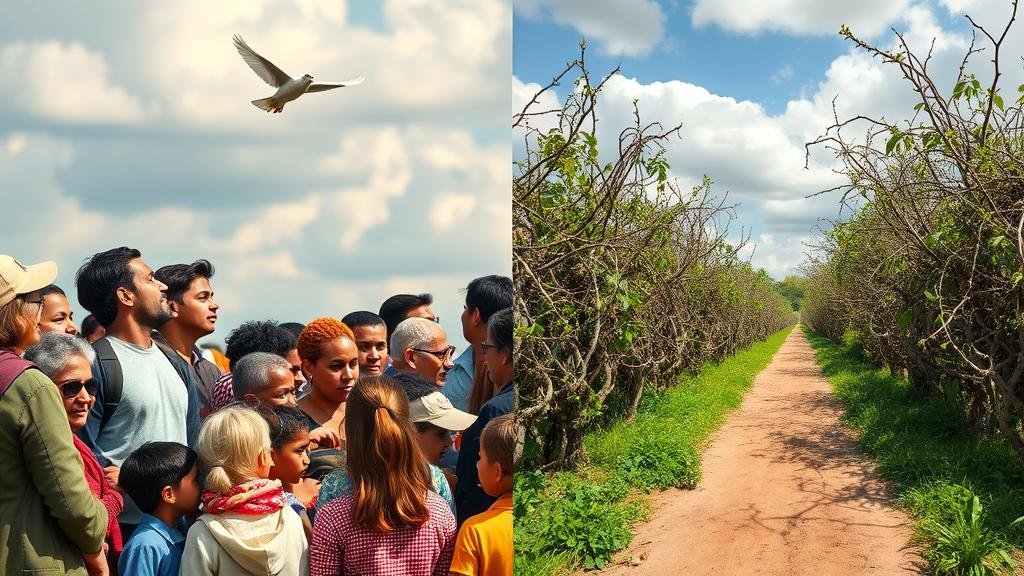 Symbolic representation of the complex obstacles to a lasting peace agreement, shown as a tangled knot.