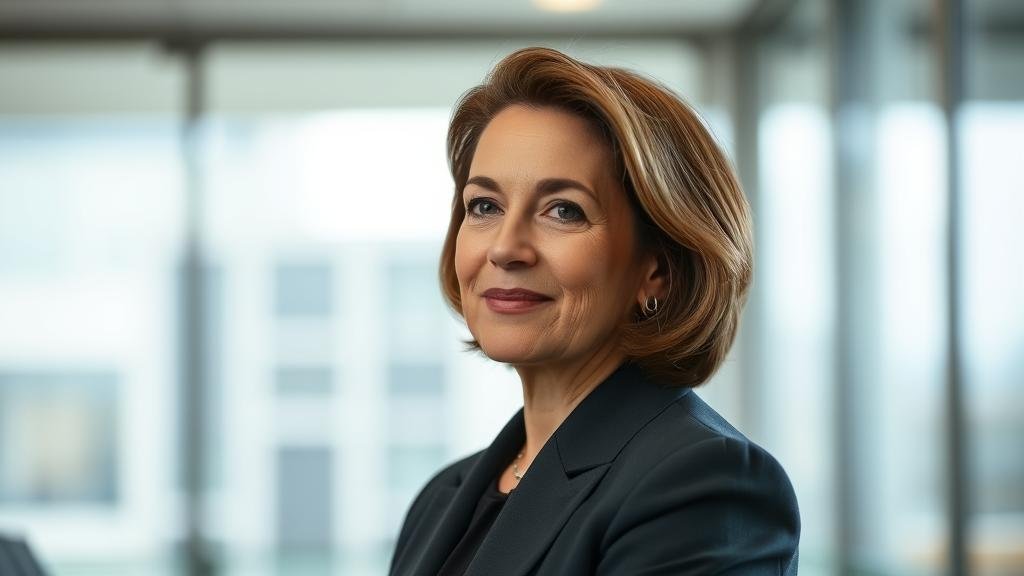 A powerful, forward-looking portrait of new CEO Marguerite Bérard, positioned as the mastermind behind the bank's strategic overhaul.