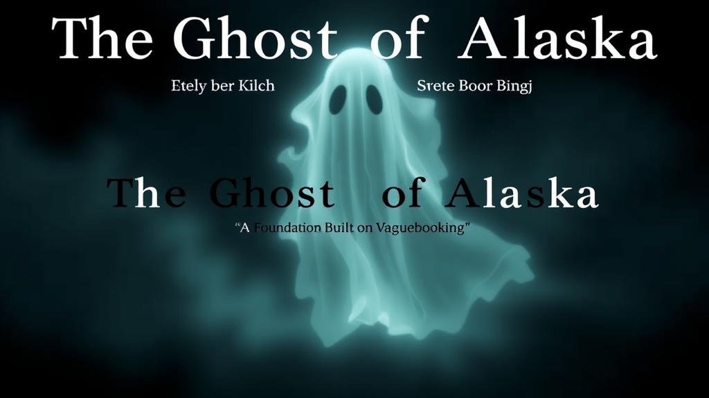 A ghostly and vague peace agreement, titled 'The Ghost of Alaska: A Foundation Built on Vaguebooking', symbolizing the unclear and shaky foundation of the initial Ukraine peace talks.