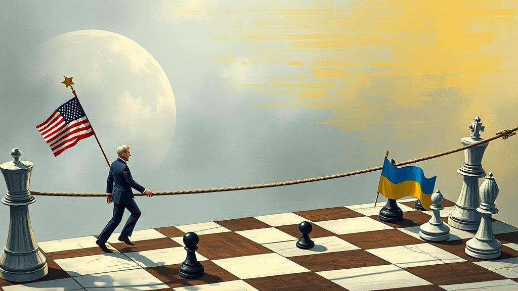 A high-stakes diplomatic meeting between US and Russian envoys, symbolizing deadlocked negotiations over a Ukraine peace plan.