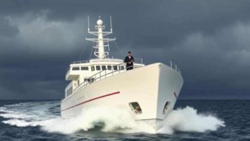 Ship captain steering a large vessel away from a storm, representing the Fed's proactive policy.