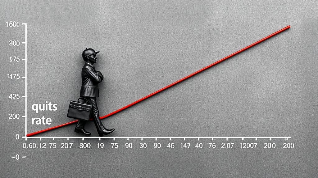 Line graph showing a downward trend, illustrating the falling worker quits rate.