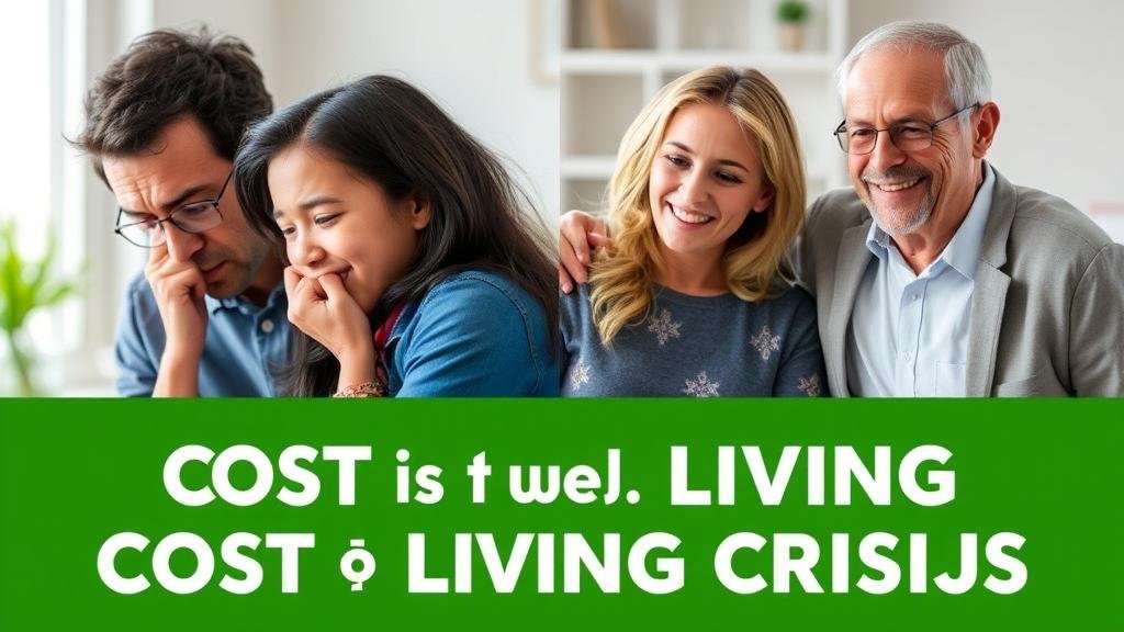 A split image showing a struggling family versus a financially secure one, illustrating the disproportionate impact of the cost of living crisis.