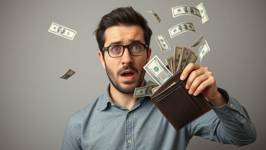 A person looking stressed as money with wings flies directly out of their wallet, symbolizing the vanishing act of their budget due to the rising cost of living.