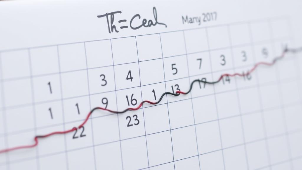 A calendar with a chain of consecutive days marked off, leading to a goal, emphasizing consistency and tracking progress.