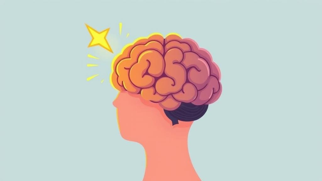 An illustration of a person's brain with a glowing spark, representing the positive feeling of accomplishing a small task.