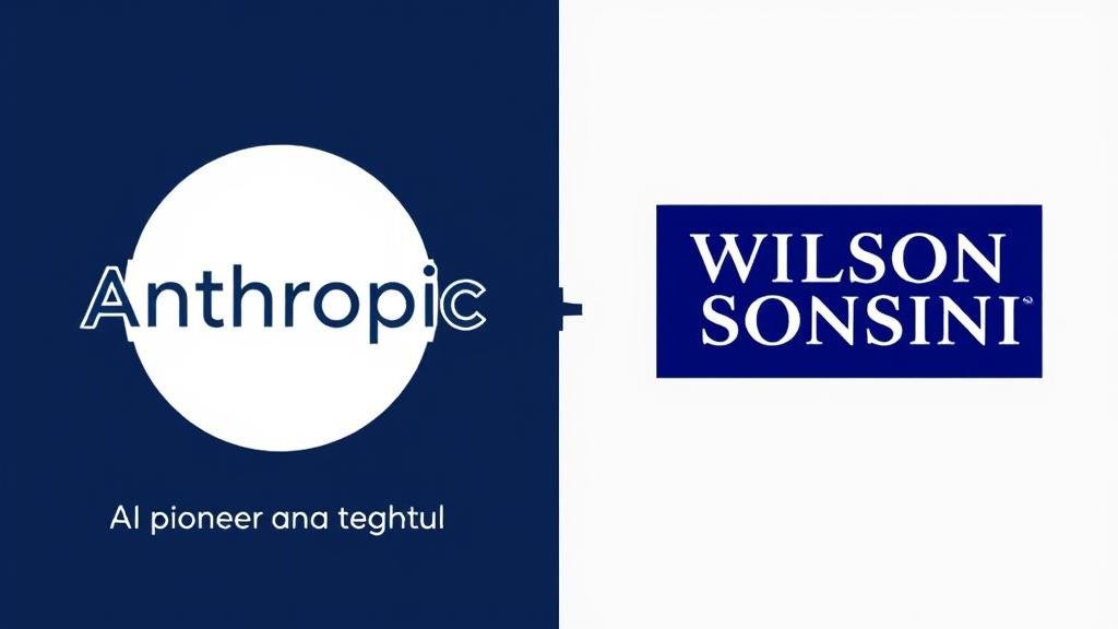 A split image with the Anthropic logo and the Wilson Sonsini logo, illustrating the powerful partnership between the AI pioneer and the legal powerhouse.