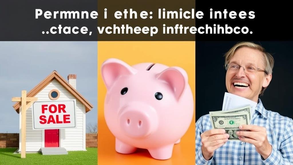 A collage of personal finance symbols: a house with a 'For Sale' sign, a piggy bank, and a person happily receiving a paycheck, representing the impact on mortgages, savings, and jobs.