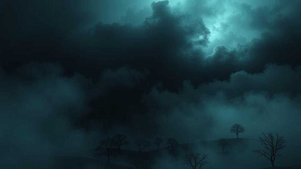 A dark, murky financial landscape where lenders are extending credit into a fog, symbolizing the lack of transparency in the private credit market.