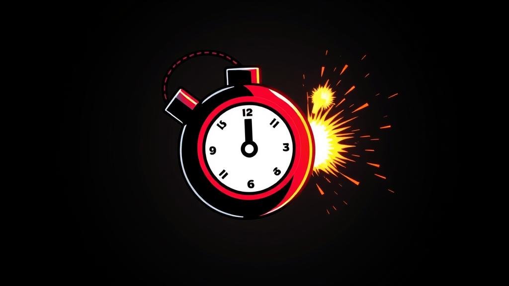 The TikTok logo stylized as a ticking time bomb with sparks flying from a burning fuse, representing a security threat.