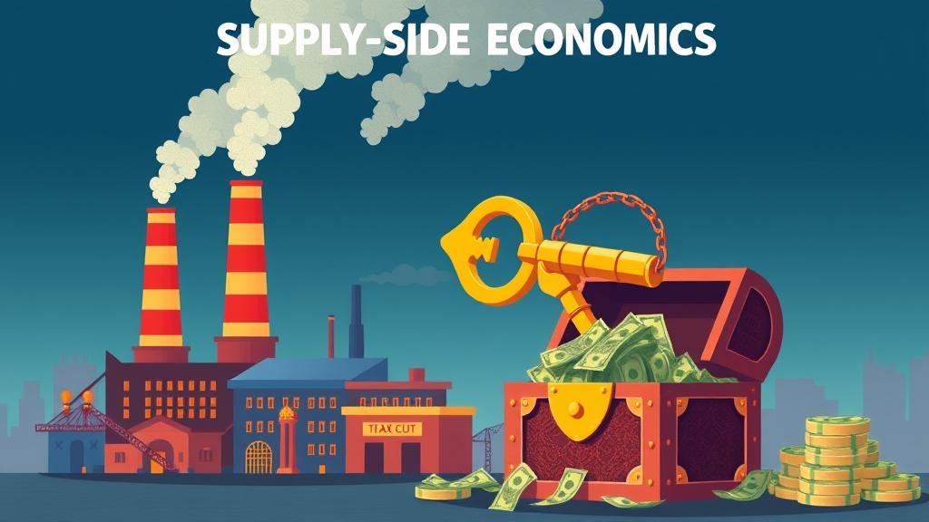 A vibrant illustration depicting the concept of supply-side economics.