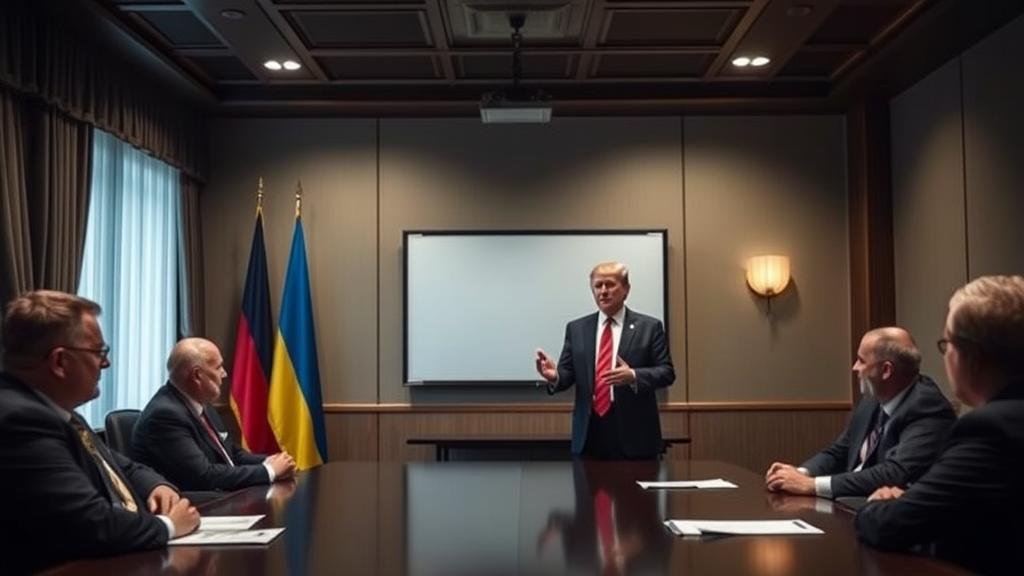 A tense and somber briefing room in Kyiv where one of Donald Trump's associates is presenting the details of the Moscow meeting to skeptical Ukrainian officials.