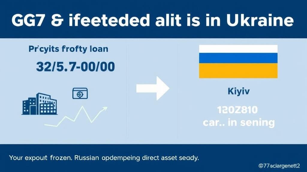 A visual representation of the G7's financial plan to aid Ukraine, showing profits from frozen Russian assets being transformed into a significant loan for Kyiv, highlighting the bypass of direct asset seizure.