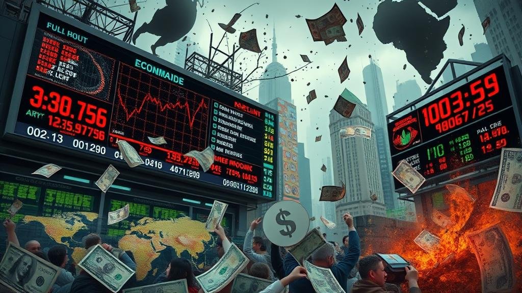 An illustration of the unwinding of the yen carry trade, visualized as a large financial dam breaking, with capital flowing rapidly back to Japan.
