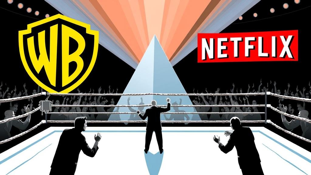 A monumental media takeover battle for Warner Bros. Discovery, with Hollywood giants Paramount and Comcast in the ring, and Netflix entering as a new challenger.