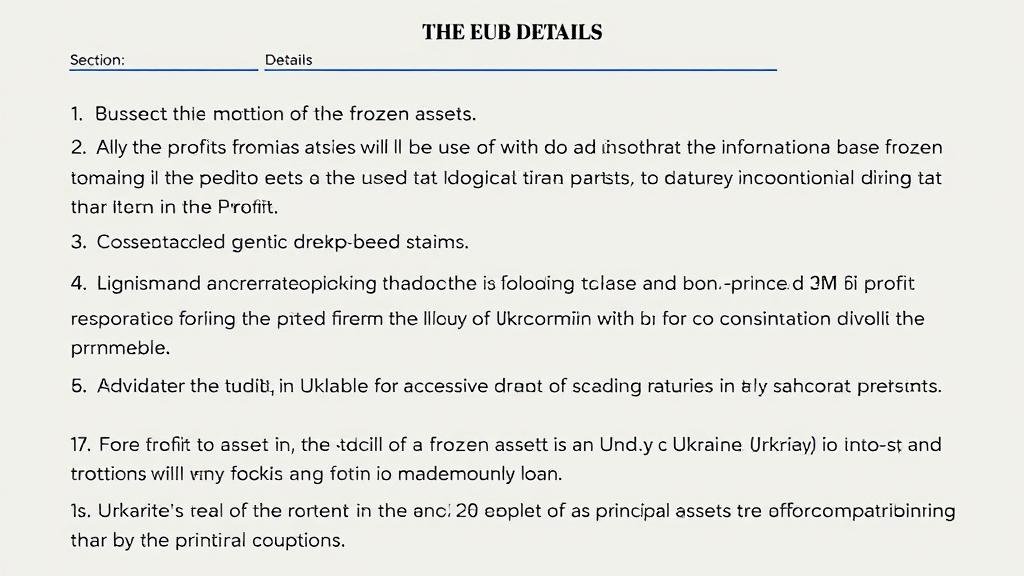 A flowchart illustrating the EU's financial strategy to use frozen Russian asset profits for a massive loan to Ukraine.