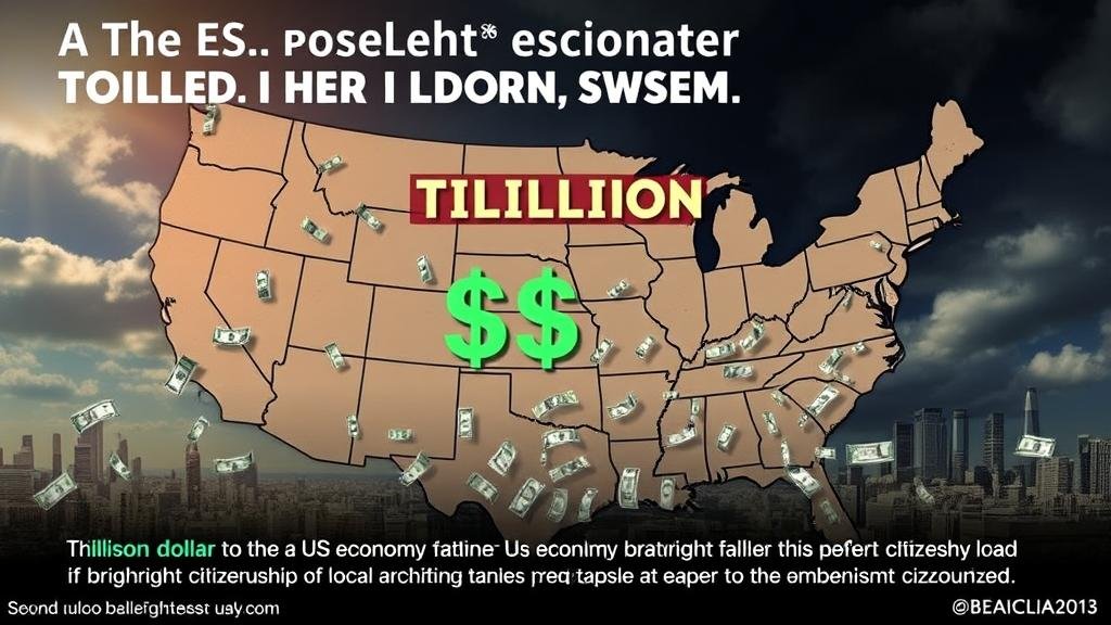A powerful graphic illustrating a trillion-dollar loss to the US economy, representing the severe economic fallout predicted if birthright citizenship is abolished.