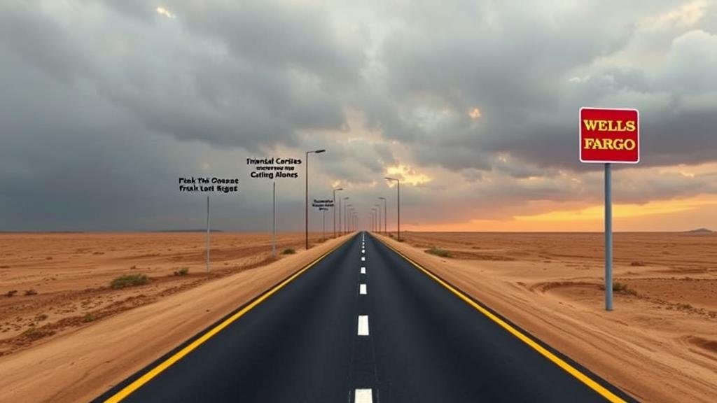 A forward-looking image representing the road ahead for Wells Fargo, showing a path with challenges and opportunities.