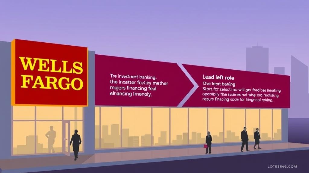 An illustration of Wells Fargo's strategic shift into investment banking, highlighted by its significant 'lead left' role in a major financing deal, symbolizing its return to a leadership position in finance.